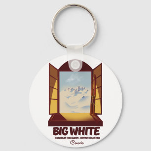 Grote Witte Brits-Columbia Canada ski-poster Sleutelhanger
