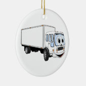 Grote Witte Cartoon van de Leveringsvrachtwagen Keramisch Ornament (Rechts)
