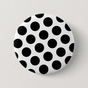 Grote witte en zwarte stippen ronde button 5,7 cm