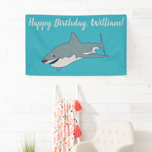 Grote witte haai - Aangepaste verjaardag van de ve Spandoek (Insitu)