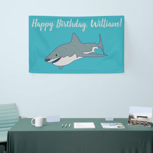 Grote witte haai - Aangepaste verjaardag van de ve Spandoek (Beurs)