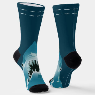 Grote witte haai Blauwgroen blauwe oceaan Sokken