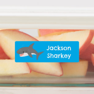 Grote witte haai blij cartoon gepersonaliseerd labels