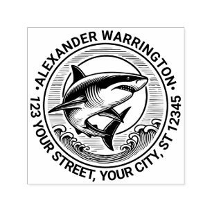 Grote witte haai boven golven Naam Retouradres Zelfinktende Stempel