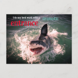 Grote witte haai doorbreken feestdagenkaart