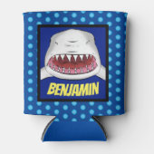 Grote witte haai gemiddelde cartoon illustratie blikjeskoeler (Voorkant)