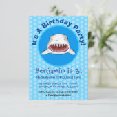 Grote witte haai gemiddelde cartoon illustratie kaart (Staand voorkant)