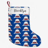 Grote witte haai gemiddelde cartoon illustratie kleine kerstsok (Voorkant)