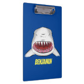 Grote witte haai gemiddelde cartoon illustratie klembord (Rechts)