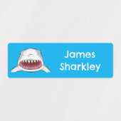 Grote witte haai gemiddelde cartoon illustratie labels (Design 1)