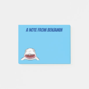 Grote witte haai gemiddelde cartoon illustratie post-it® notes