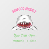 Grote witte haai gemiddelde cartoon illustratie raamsticker (Vel)