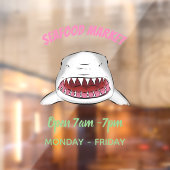 Grote witte haai gemiddelde cartoon illustratie raamsticker (Vel 2)