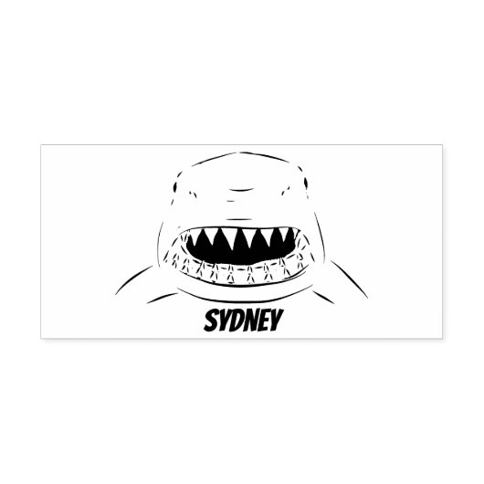 Grote witte haai gemiddelde cartoon illustratie rubberstempel (Afrduk)
