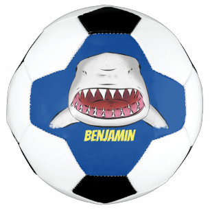 Grote witte haai gemiddelde cartoon illustratie voetbal