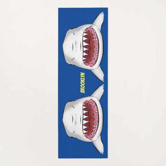 Grote witte haai gemiddelde cartoon illustratie yogamat (Achterkant)