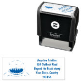 Grote witte haai gemiddelde cartoon illustratie zelfinktende stempel (In situ)