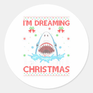 Grote Witte Haai Lelijke Kerstmuts Haaien Vissen  Ronde Sticker