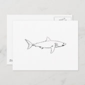 Grote witte haai (lijnkunst) briefkaart (Voorkant / Achterkant)