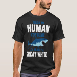 Grote witte haai, menselijk kostuum, grootste roof t-shirt