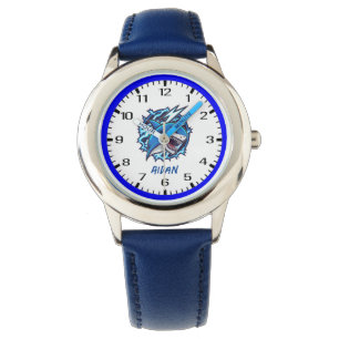 Grote witte haai met blikseminslag horloge