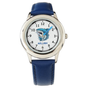 Grote witte haai met golven pompen horloge