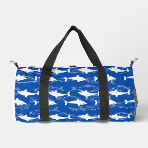 Grote Witte Haai Navy Groen Monogram Print Knipzak Plunjezak