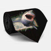 Grote witte haai op de bewegingsketting stropdas (Opgerold)