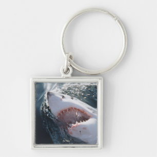 Grote witte haai op zee sleutelhanger