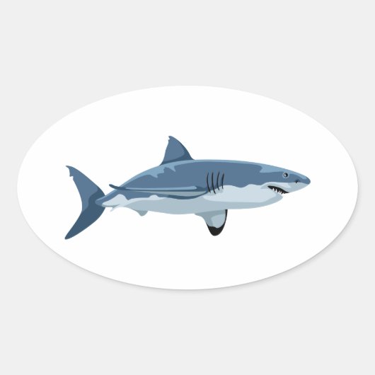 Grote witte haai ovale sticker (Voorkant)