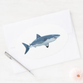 Grote witte haai ovale sticker (Envelop)