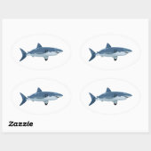 Grote witte haai ovale sticker (Vel)