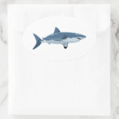 Grote witte haai ovale sticker (Tas)