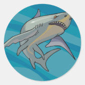 Grote witte haai ronde sticker (Voorkant)