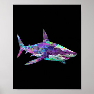 Grote witte haai veelhoek Gevist Scuby Diving Sha Poster