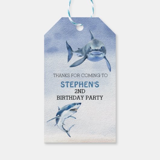 Grote Witte Haai Verjaardag Geschenk Bedankt Cadeaulabel (Achterkant)