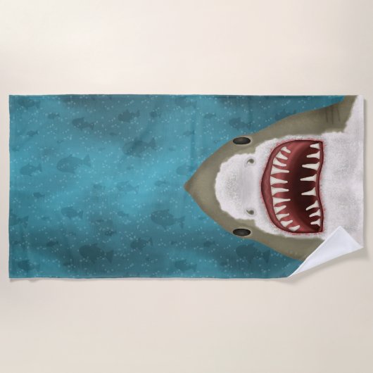 Grote witte haaienaanval Funny Fish Head Ocean Zee Strandlaken (Voorkant)