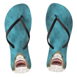 Grote witte haaienaanval Funny Fish Head Ocean Zee Teenslippers