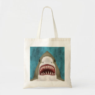 Grote witte haaienaanval Funny Fish Nautical Beach Tote Bag