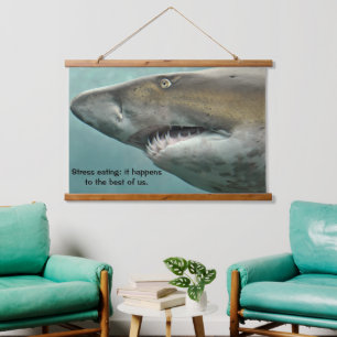 Grote witte haaienrijen van Teeth Hangend Wandkleed