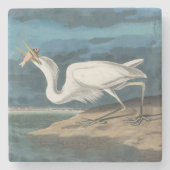 Grote Witte Heron Audubon Vogel Wildlife Painting Stenen Onderzetter (Voorkant)