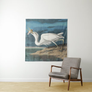 Grote Witte Heron Audubon Vogel Wildlife Painting Wandkleed