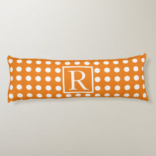 Grote Witte Polka Dots Oranje Monogram Initialen S Lichaamskussen