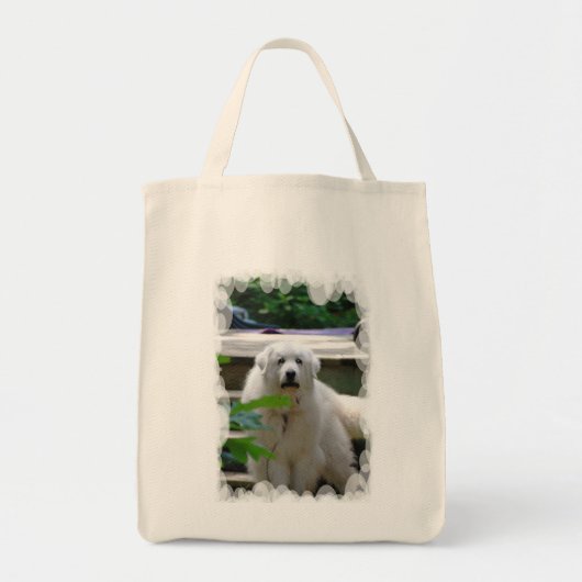 Grote witte Pyreneeën Dog Grocery Canvas tas (Voorkant)