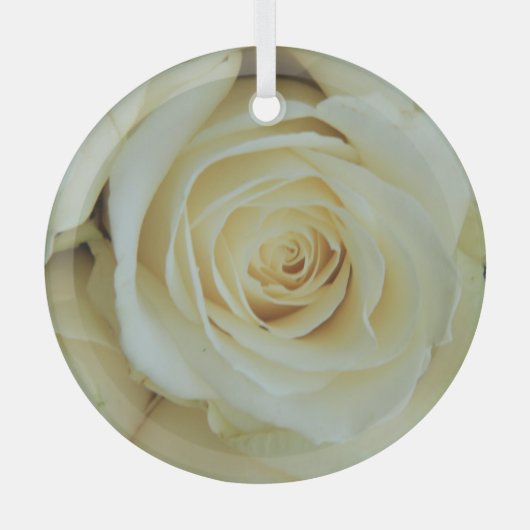 Grote witte roos glas ornament (Voorkant)