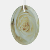 Grote witte roos glas ornament (Voorkant links)