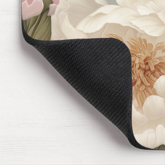 Grote witte roze pioenrozen ontwerp Kantoor Access Muismat (Hoek)