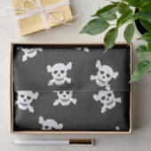 Grote witte schedel en kruisbeenderen op zwart tissuepapier (Geschenk)