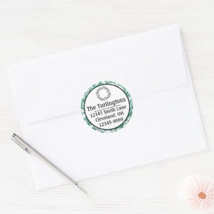 Grote Witte Sneeuwvlokken Vallend Groen Retouradre Ronde Sticker