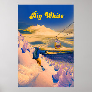 Grote Witte Snowboarden Reisposter Poster